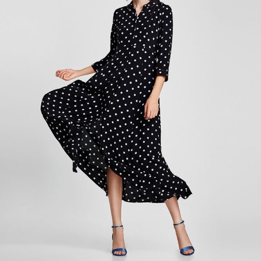 Zara Long Polka Dot Dress